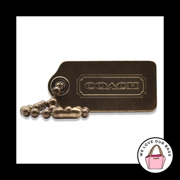 1.75" Y2K VINTAGE COACH Antique Gold Brass Metal Fob Bag Charm Keychain Hang Tag - Picture 1 of 2